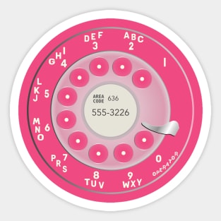 Pink Retro Rotary Phone Dial Sticker